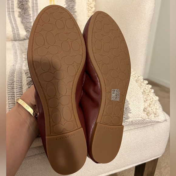 Coach Women's Bailey Smooth Leather Slip On Ballet Flats (dark red) - Picture 2 of 5